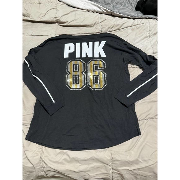 PINK Black long sleeve shirt size Large - Picture 4 of 6